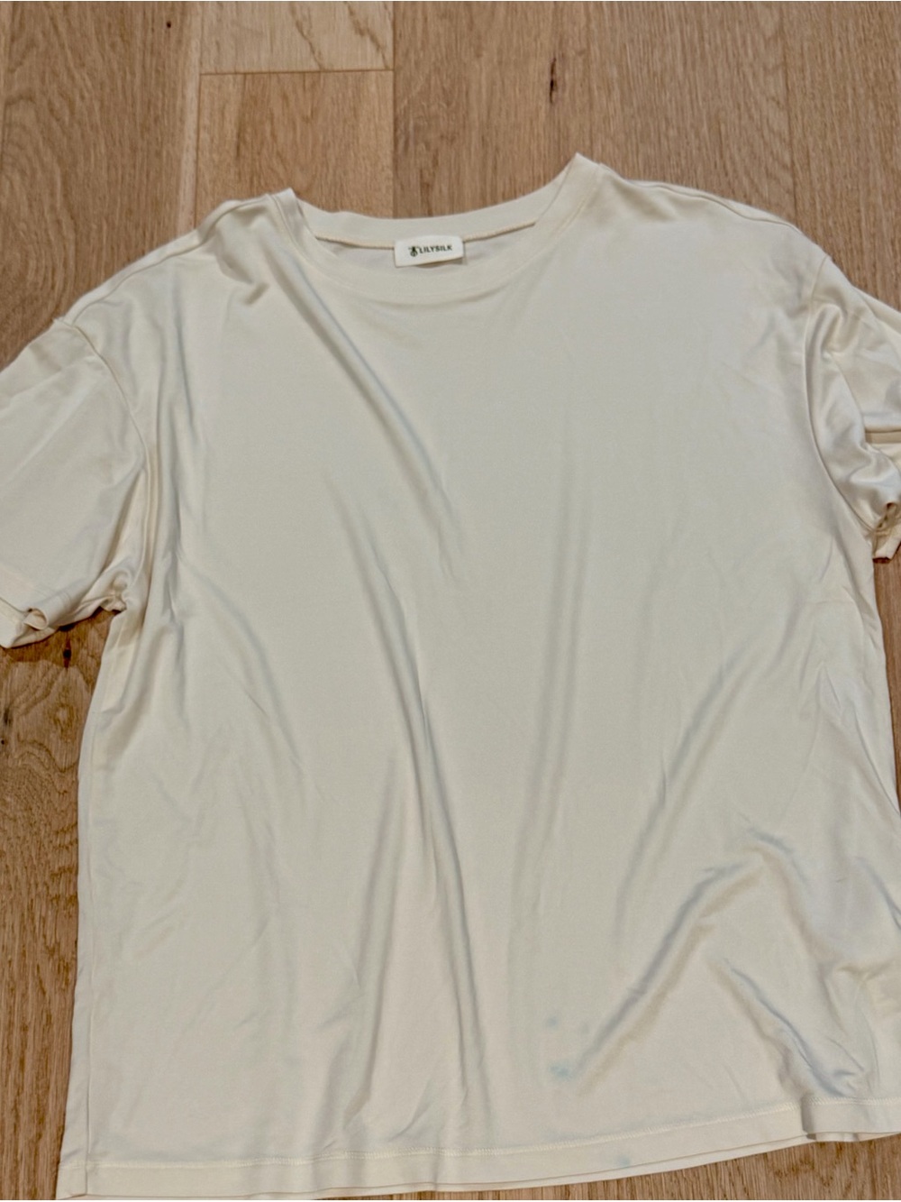 Relaxed  Cream Short-Sleeve Crew Silk Tee — Soft Everyday Layer